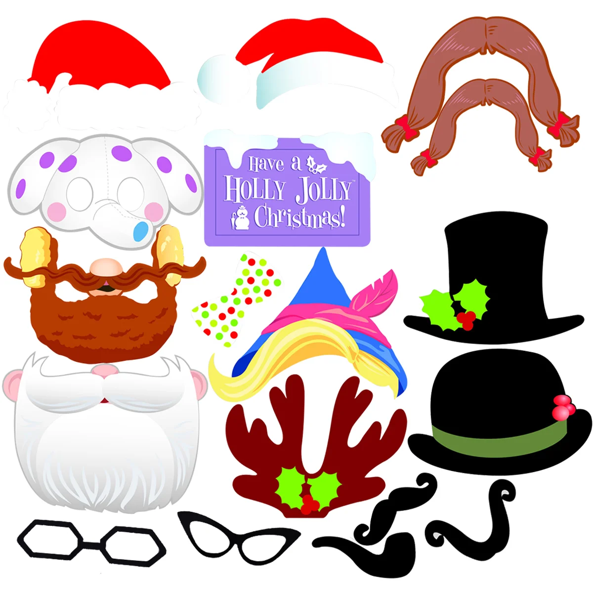 

17pcs/set Christmas Party Photo Booth Props Creative Happy Christmas Pose Sign Kit for Party Decoration