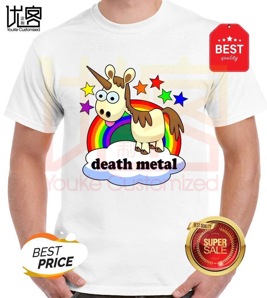 

death metal unicorn T-Shirt Death Metal T-Shirt men's women's 100% cotton short sleeves tops tee printed Crewneck casual t-shirt