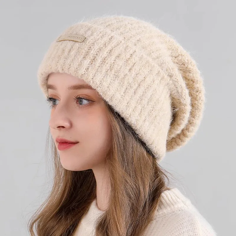 Женская вязаная шапка осень/зима 2024 для Shein/Temu большая окружность головы