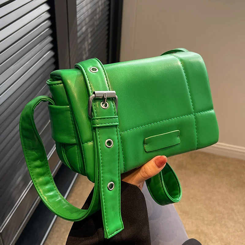 

Fashion Soft Leather Shoulder Bags Women Green Square Flap Messenger Bag Female Designer Handbags Luxury Crossbody Bags Lady Sac
