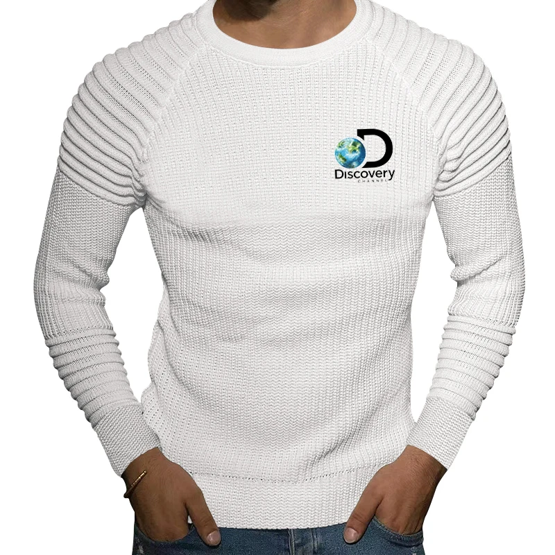 Autumn and Winter Long-Sleeved Round Neck Printed Bottoming shirt Street Fashion men's T-shirt High-Quality Texture Top