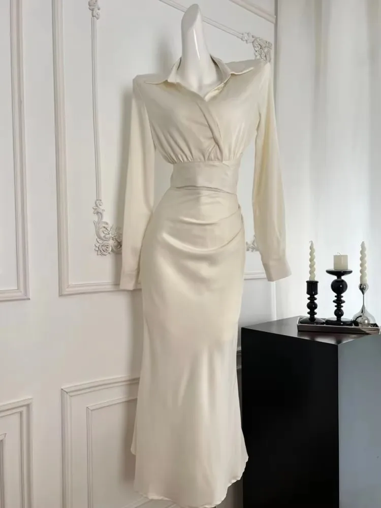 Женский офисный комплект из 2 предметов элегантная Однотонная рубашка с длинным