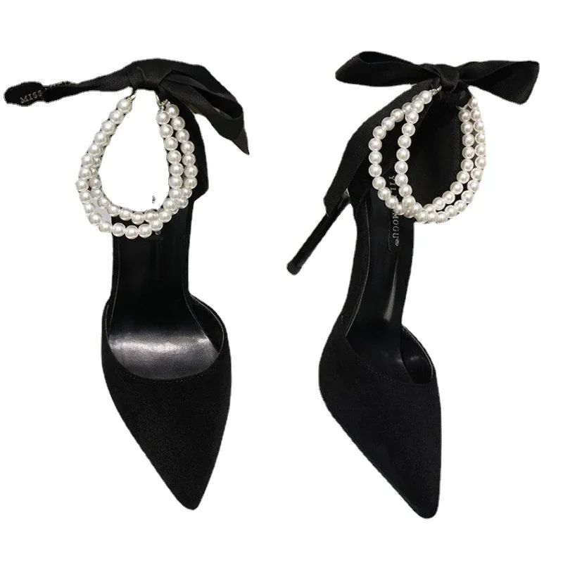 Сандалии женские на высоком каблуке модные однотонные босоножки шнуровке