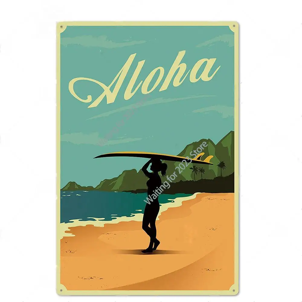 

Retro Summer Beach Sun Surfing Better Life Metal Plaque Plate Painting Wall Tin Sign Vintage Picture Wall Art Home Garden Decor