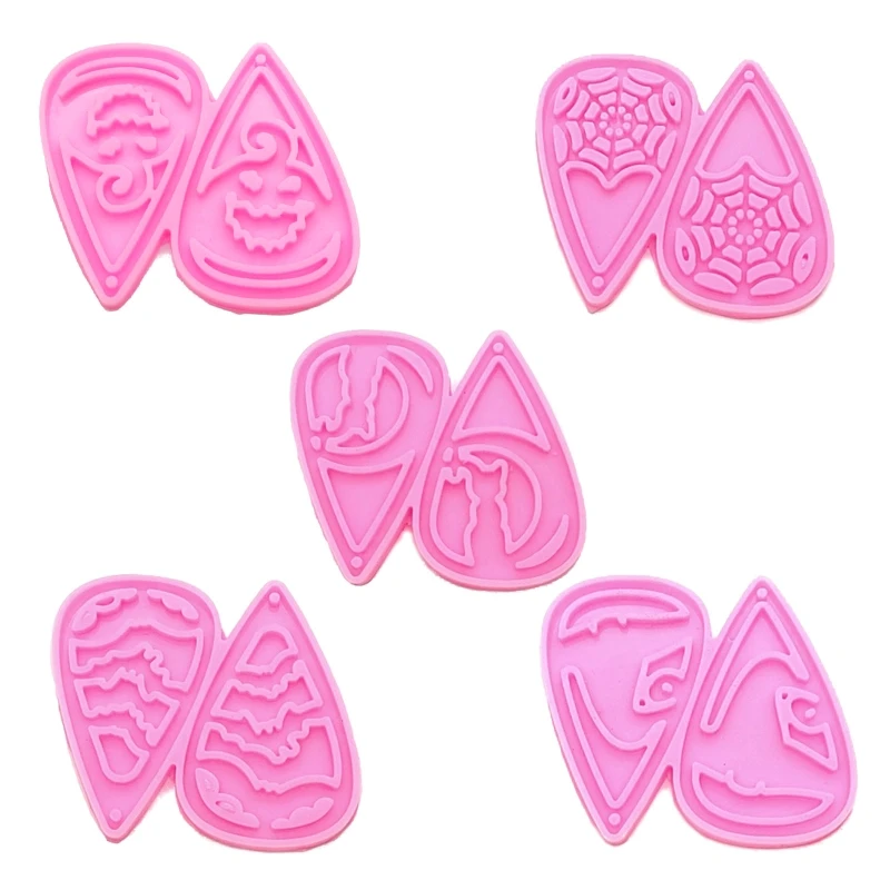 

41QC Halloween Witch Hat Water Droplets Earrings Silicone Mold Epoxy Resin DIY Craft