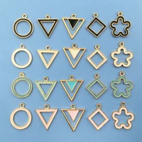 10pcslot zinc alloy enamel gold plated fashion geometric charms pendant for diy findings craft necklace earring jewelry making