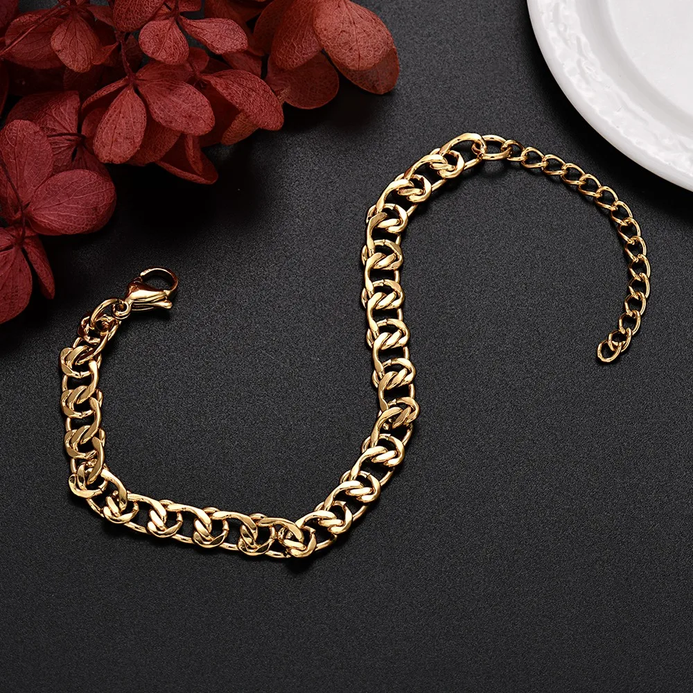 Цепочка из 18-каратного золота с шармами для мужчин и женщин браслеты свадьбы