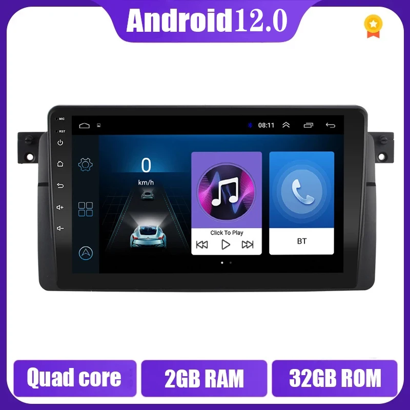 

Android 12.0 car radio Head Unit multimedia player for BMW E46 / M3 / 318i / 320i / 325i / 330/335 1998-2006 2DIN Navigation GPS