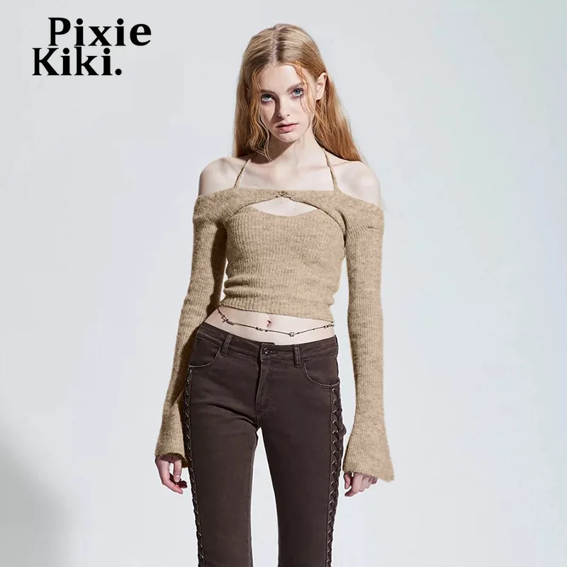 Укороченный топ с открытыми плечами PixieKiki Y2k волшебные гранж рубашки 2022 модный
