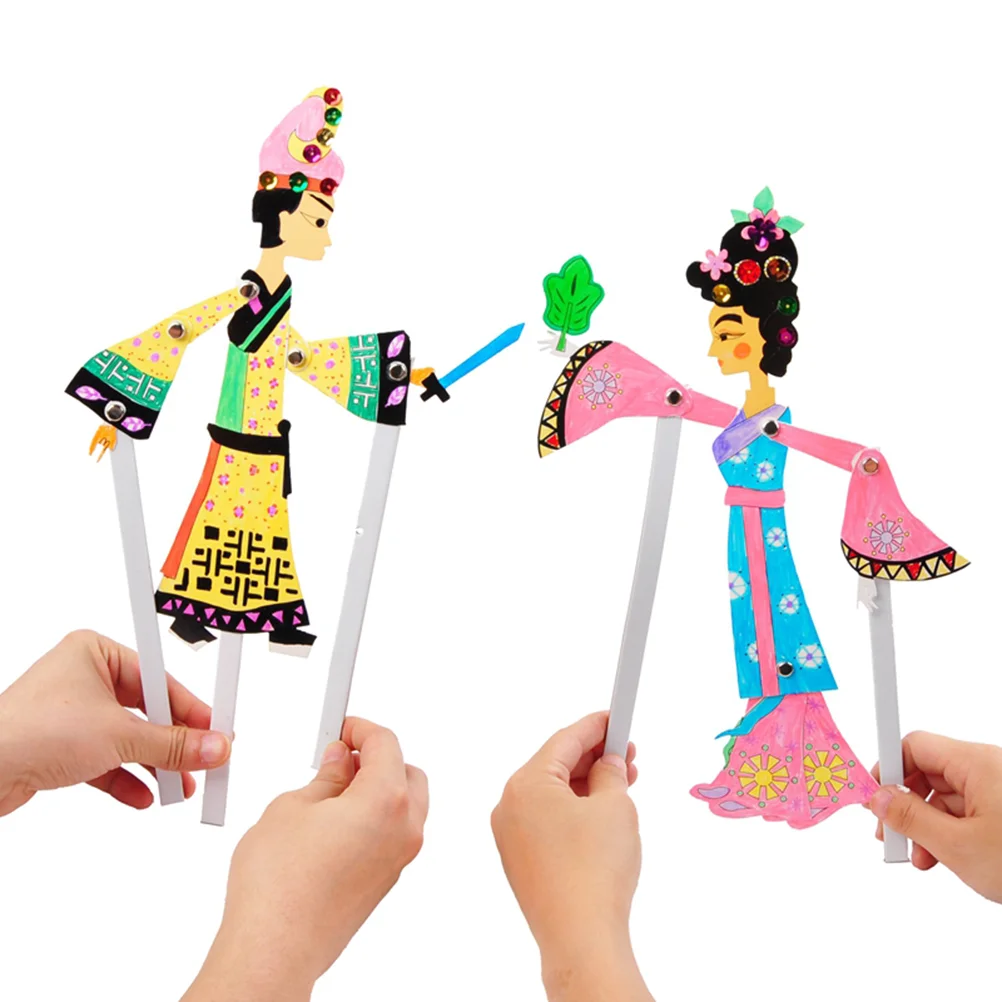 

4pcs Shadow Puppets Chinese Traditional Shadow Puppetry Role Play Hand DIY Chinese Traditional Culture Craft Toys for Kids