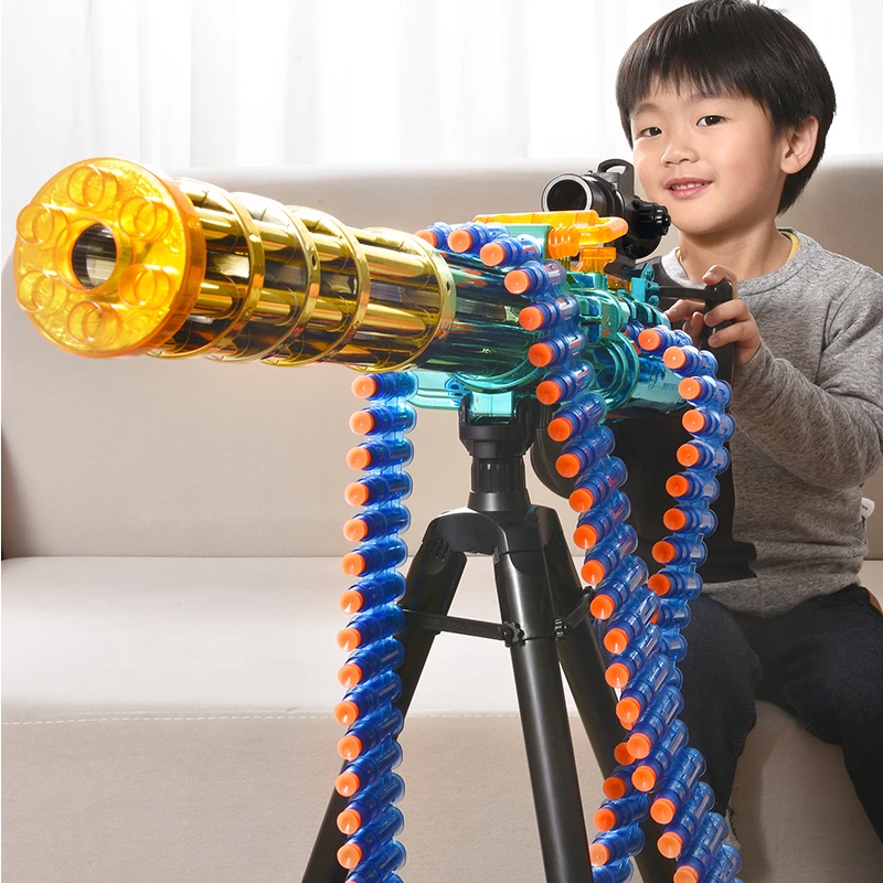 

Gold Gatling Electric Continuous Fire Toy Gun Hot Fire Children's Machine Gun Simulation Shooting Soft Bomb Heavy Machine Gun