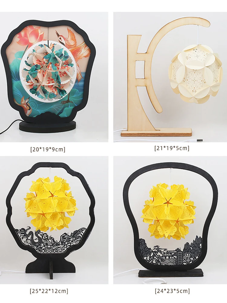 Home Decoration Night Light with USB Charge LED Glowing Flower 3D DIY Chinese New Year Lantern Lamp Paper Carving | Дом и сад