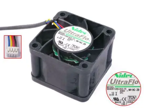 

Nidec W40S12BUA5-15 A062 A061 DC 12V 0.55A 40x40x28mm 4-Wire Server Cooling Fan