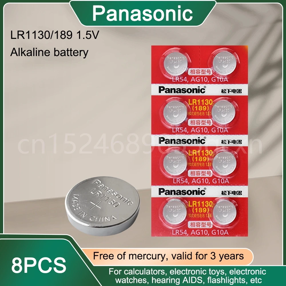 Щелочные кнопочные батарейки Panasonic AG10, LR54, 1,55 в, SR54, 389, 189, LR1130, SR1130, 8 шт. Щелочные кнопочные батарейки Panasonic AG10, LR54, 1,55 в, SR54, 389, 189, LR1130, SR1130, 8 шт.