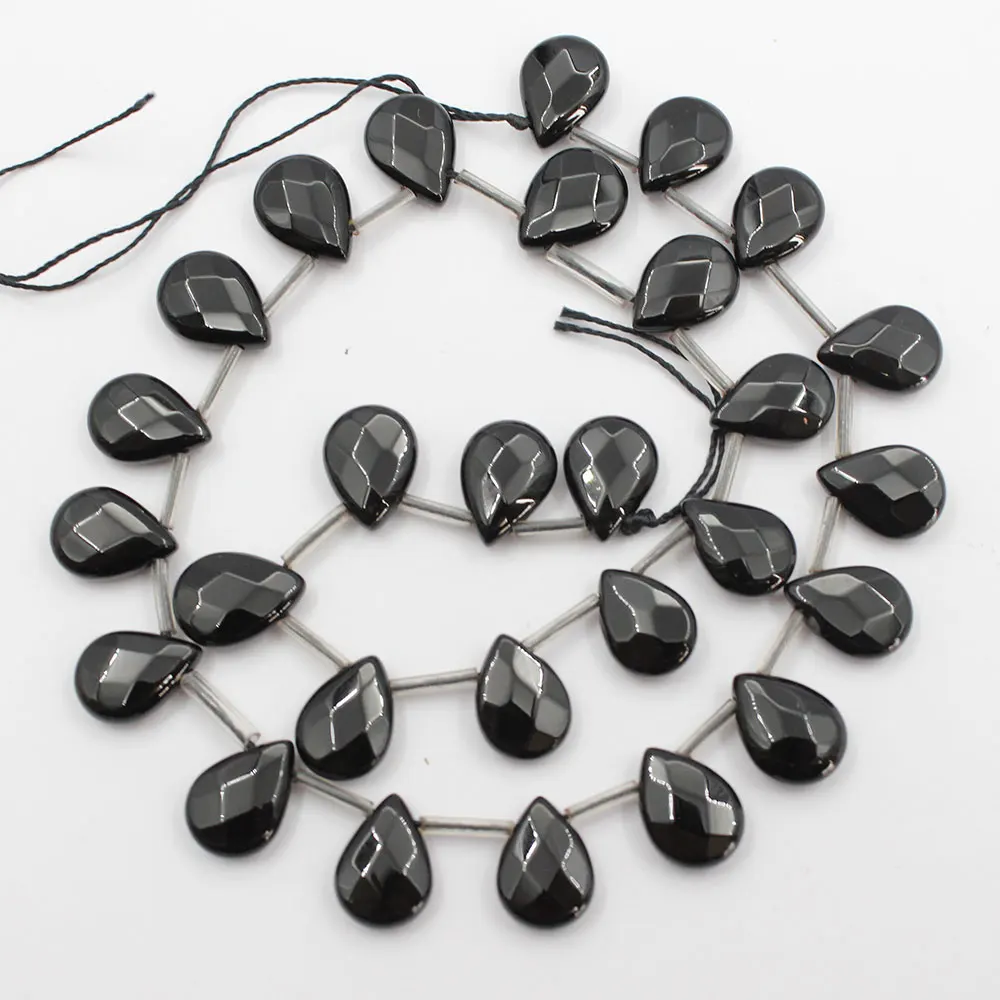 

Natural 10x14mm Top-drilled Faceted Black Onyx Gems Stone Beads 15'' Strands Jewelry Making DIY