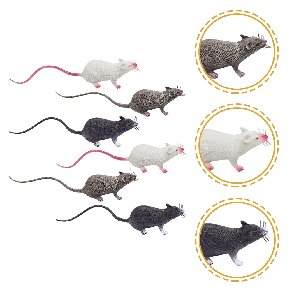 

6Pcs Fake Rat Halloween Fake Rat Simulated Rat Model Fake Mouse Toy Halloween Prank Prop