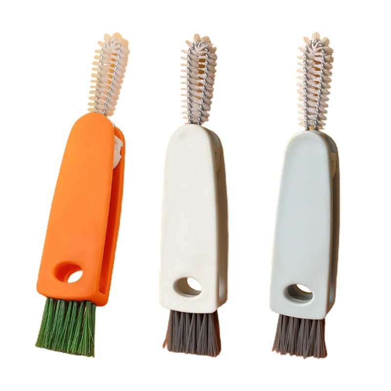 

3 in 1 Bottle Brush Milk Bottle Cleaning Brush Multifunctional Lunch Box Groove Cleaner Home Kitchen Washing Tool
