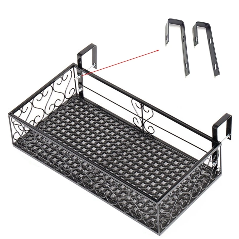 

Flowerpot Storage Balcony Flower Pot Holder Hanging Shelf Basket with Hooks