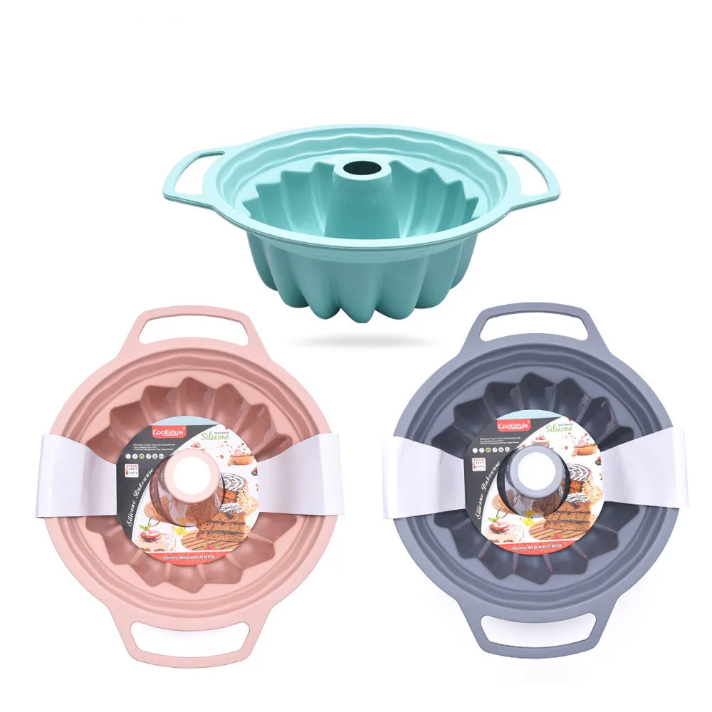 

Built In Stainless Rims Savarin Silicone Round Mold Cookies Fondant Baking Pan Non-Stick Pudding Steamed Cake Mold Baking Tool