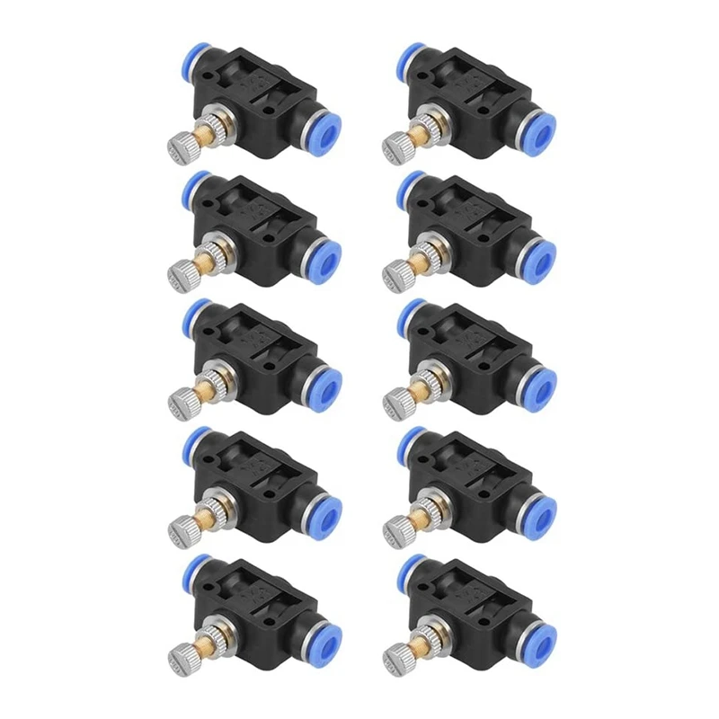 

10 Pieces Of Pneumatic Flow Valve Pneumatic Push-Connected Air Flow Control Valve Speed Controller 6Mm