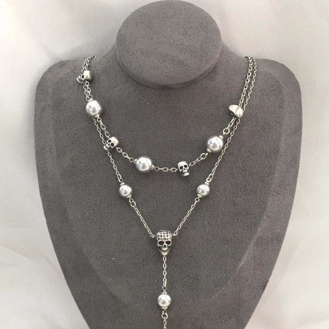 

2023 summer Vintage Pearl Skull Necklace for women new in chains for women new in necklaces TOP Same top designers free shipping