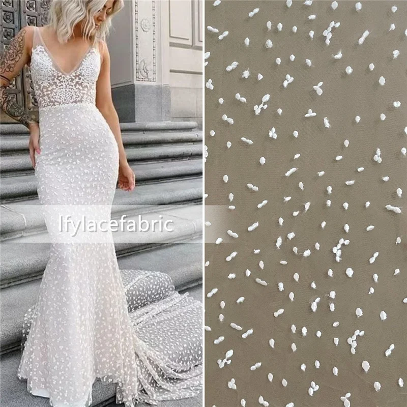 

Small Dots Mesh Embroidery DIY Sewing French Lace fabric Couture Wedding Dress Lace Fabric Bridal Veil Fabric