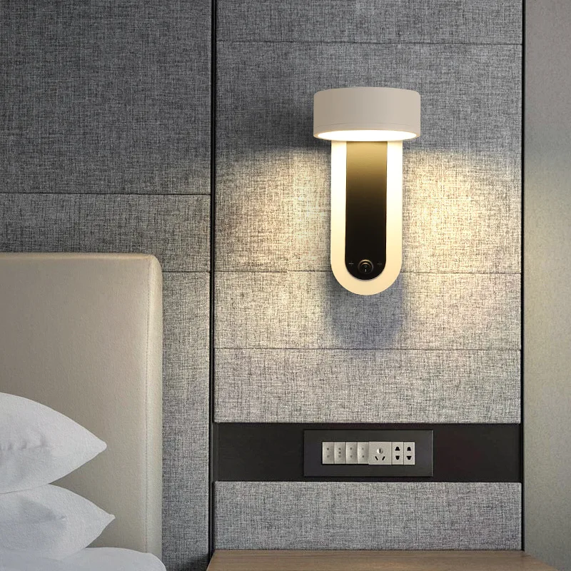 

Modern Minimalist Adjustable Wall Lamp with Switch Black + White Wall Reading Lamp for Bedroom Led Sconce Wall Lights Bedside