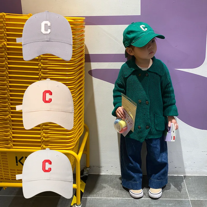 

49-52cm Snapback Children's baseball hat summer boys and girls sun protection hat soft top breathable letter peaked cap sun hat