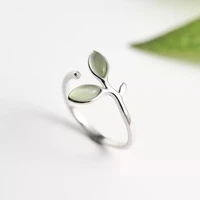 original handmade green leaf buds open adjustable size rings for women fashion jewelry