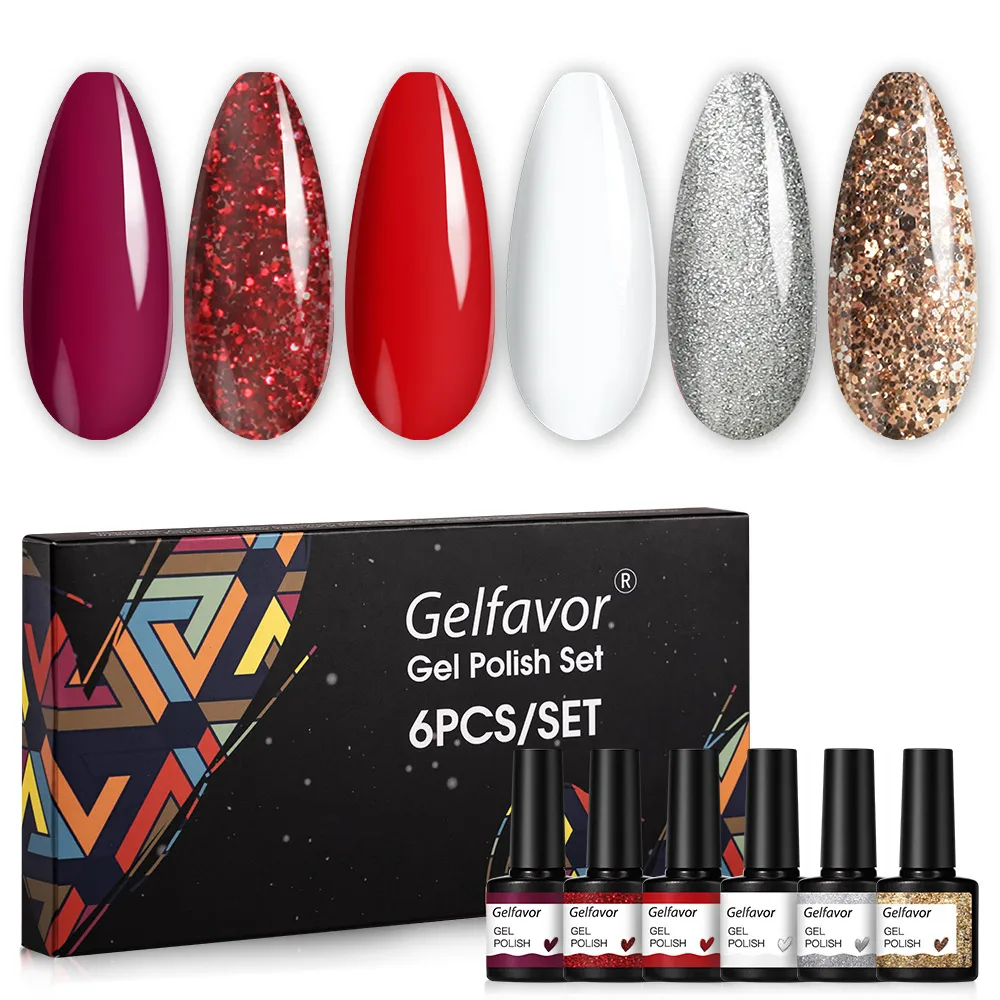 

Gelfavor Nail Gel Polish Set Semi Permanent Nail Polish Kit For Manicure Art Design Varnish Nail Gel Set Soak Off UV LED Lamp