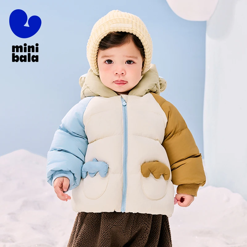 Пуховая верхняя одежда Mini Bala для мальчиков и девочек 2024 новые зимние стили с