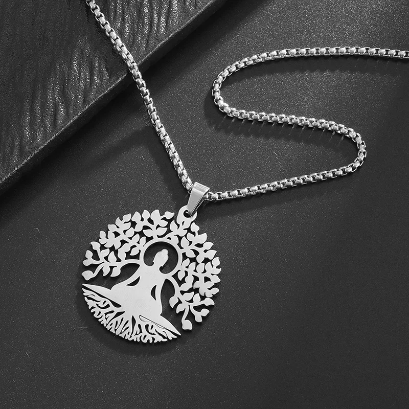 Модная полая резная статуя Будды из нержавеющей стали Древо жизни круглая