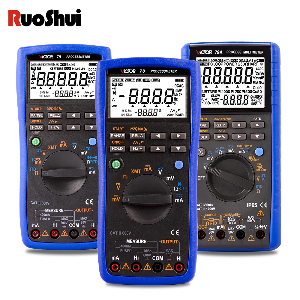 

Victor78 Digital Process Multimeter Backlight True RMS AC/DC Ammeter Voltmeter Ohm Frequency Diode Temperature Transistor Tester