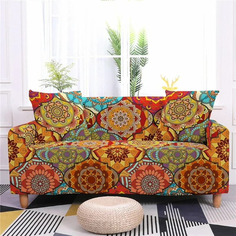 

Mandala Print Elastic Sofa Cover Towel All-Inclusive Sofa Cushion Protector Armchair Corner Sofa Covers 1/2/3/4 Seat Slipcover