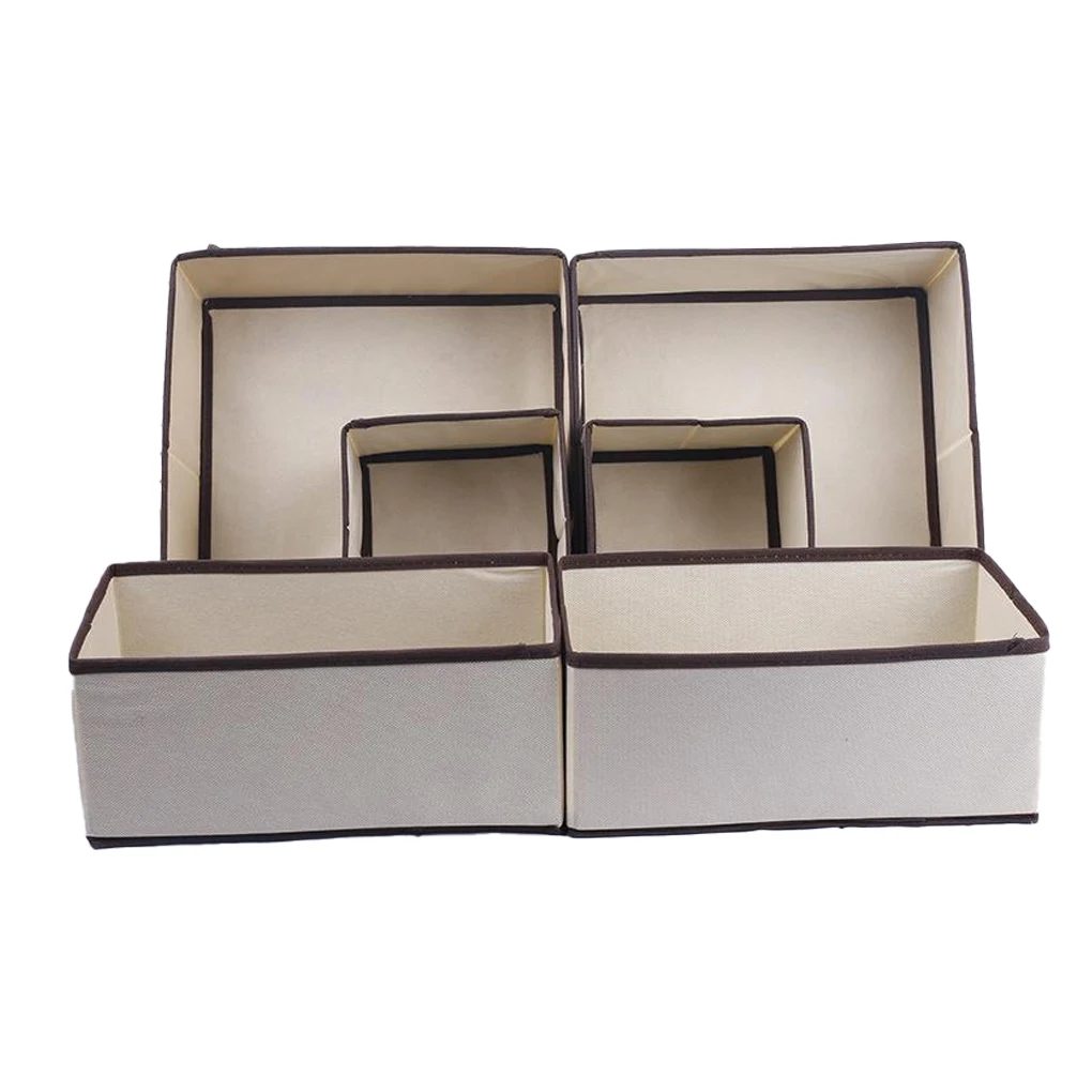 

6Pcs Case Container Multi-size Basket Holder Organizers Scarfs Bedroom