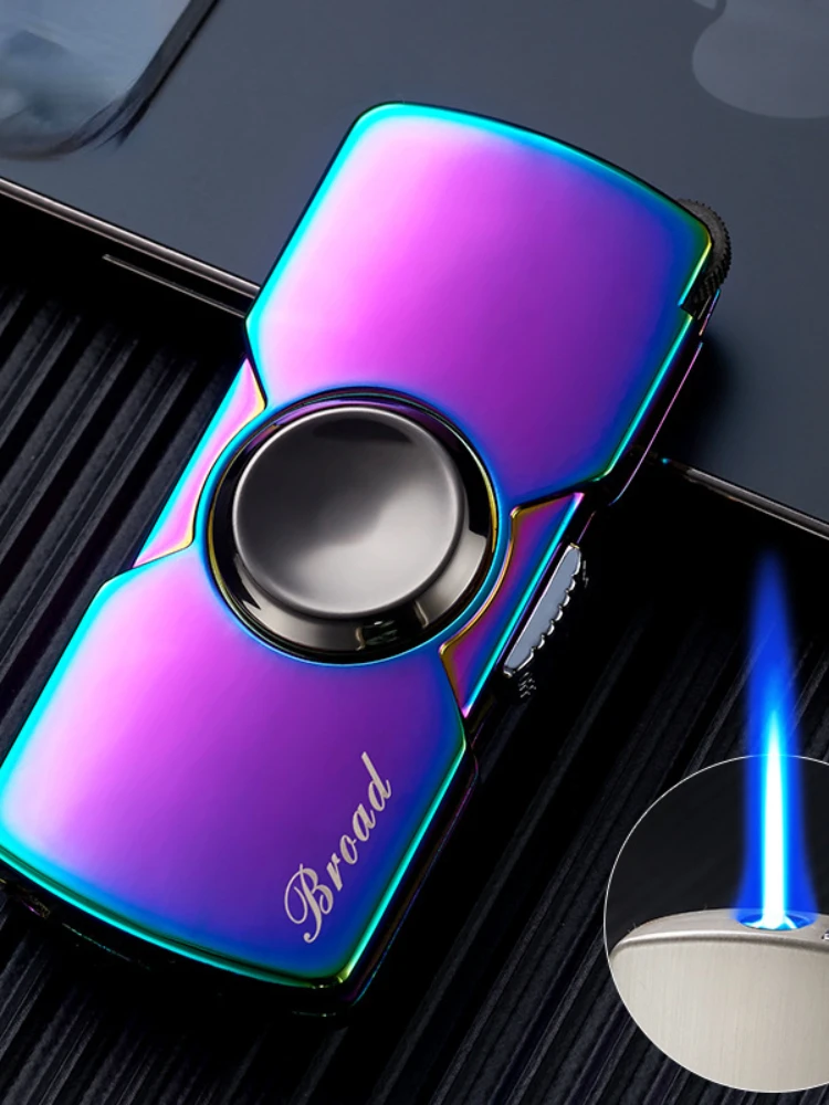 

Fidget spinner creative inflatable windproof fire cool straight blue flame personality grinding wheel igniter gift