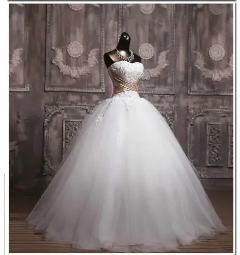 

ANGELBRIDEP 2 STORE Ball Gown Wedding Dress Real Image Bohemian With Sweetheart Beading Sweep Train Formal Vestidos De Noiva