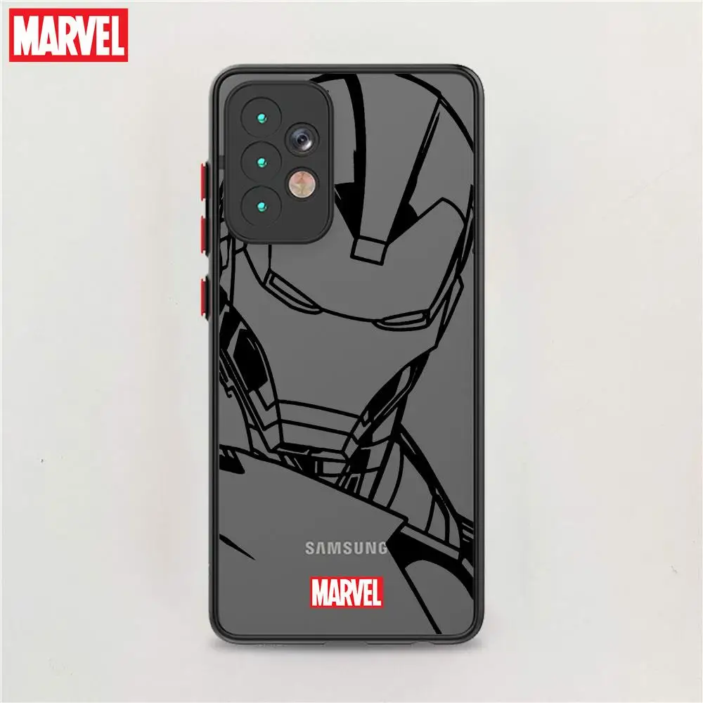 Marvel Iron Man Spiderman For Samsung A73 A53 A71 A70 A52 A51 A50 A32 A31 A30 A22 A21S A12 Frosted Translucent Matte Phone Case images - 6