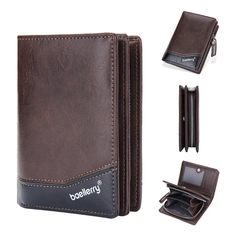 

Модные мужские кошельки, держатель для карт на молнии, высококачественный удобный мужской кошелек, новый держатель для монет из искусствен...