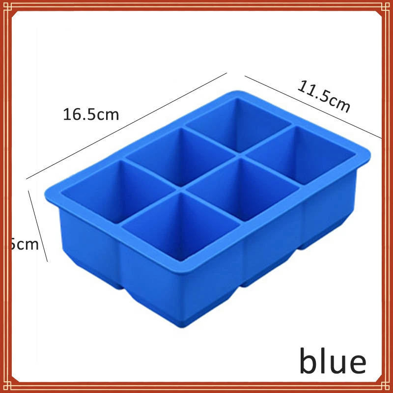 

Grade 16.5*11.5*5 cm Square Shape Ice Cube Mold Fruit Ice Cube Maker 6 Lattice Ice Tray Bar Kitchen Accessories Silicone