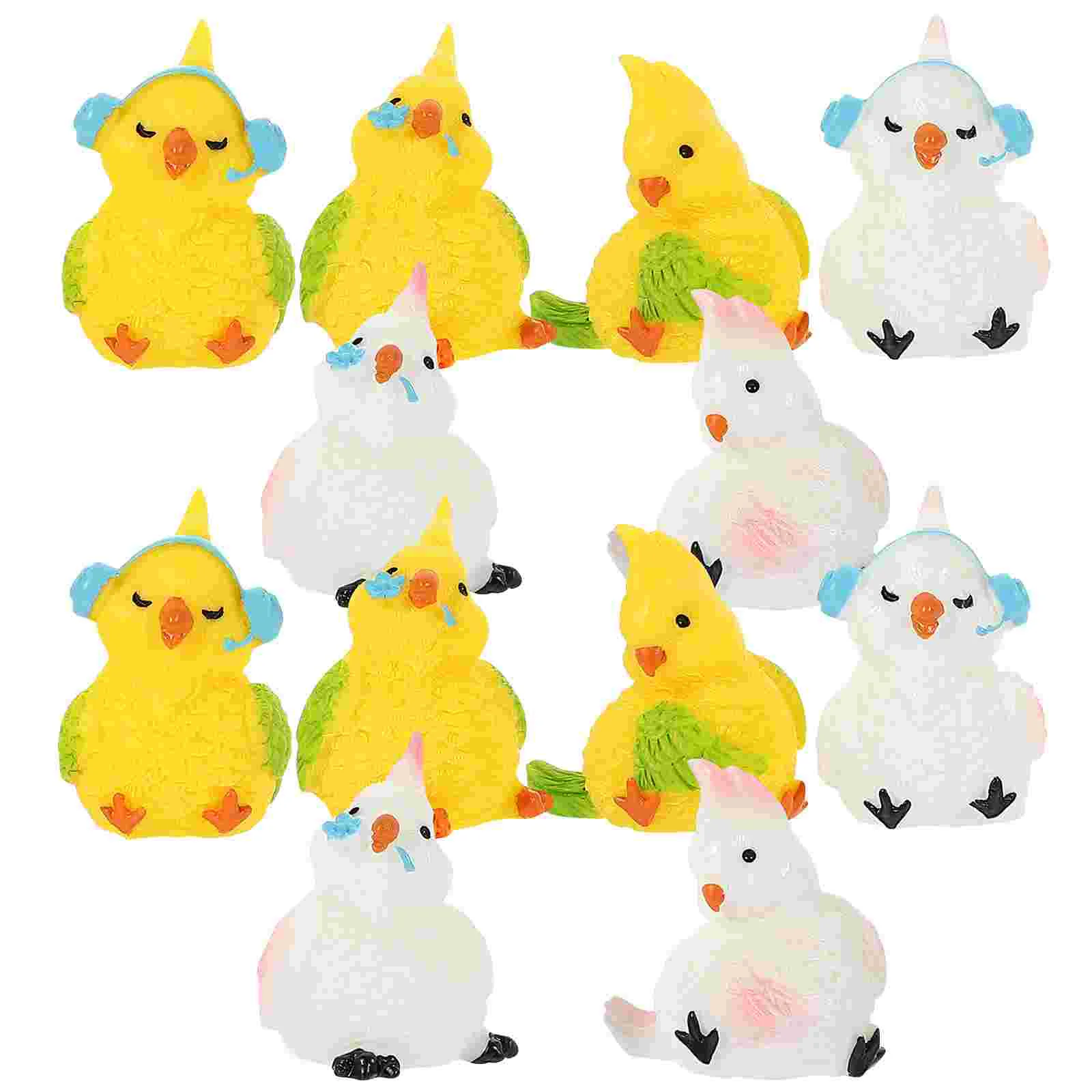 

12 Pcs Mini Resin Bird Ornament Accessories Miniature Statue Tiny Figurine Prop