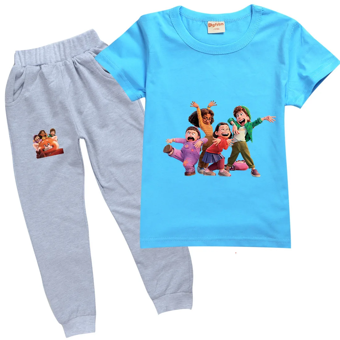 

2022 Disney Turning Red Summer Cartoon Boys Short Sleeve T-Shirt + Pants 2 Pieces Tracksuits Toddler Girls Casual Fashion