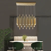 rectangle led restaurant chandelier simple modern golden duplex living room bar hall creative personality designer hanging lamp