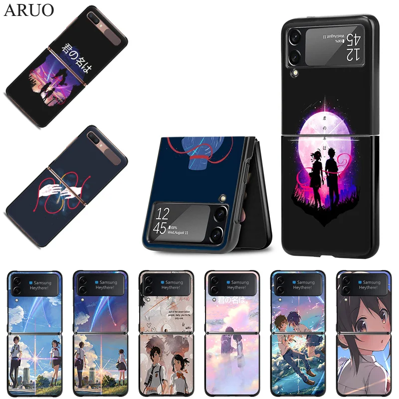 

Phone Case for Samsung Galaxy Z Flip3 5G Flip 3 Your Name Anime Fashion High Quality Black Hard Shell Cover Coque Fundas Capa