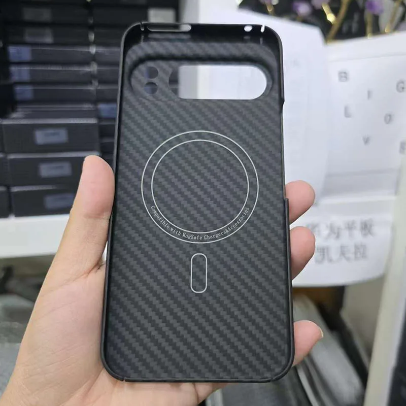 Чехол для Google Pixel 9 Pro XL и Magsafe с магнитным кольцом из настоящего углеродного
