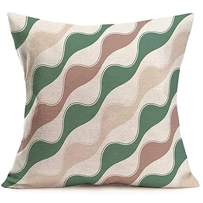 Льняная наволочка домашний зеленый геометрический волнистый дизайн стрелы