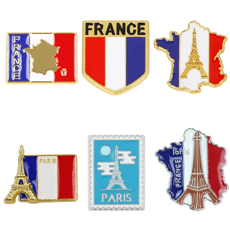 

France National Flag Enamel Pins GR Paris Eiffel Tower La Tour Eiffel Souvenir Badge Brooch Bag Clothes Lapel Pin Accessories