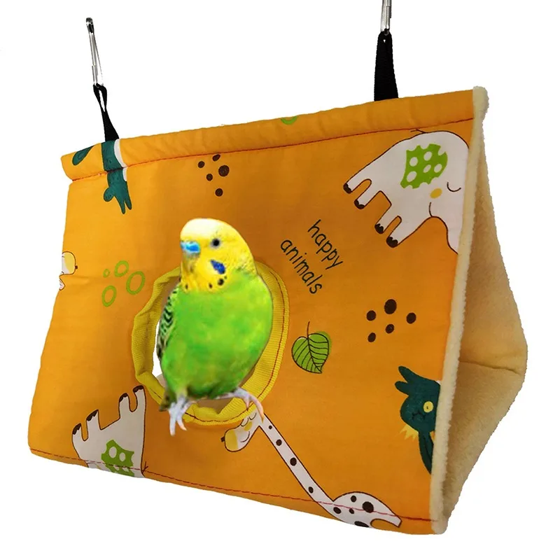 Warm Bird Nest House Parrot Hanging Hammock Velvet Shed Hut Finch Cave Cage Plush Birds Hideaway Sleeping Bed Perch Swing