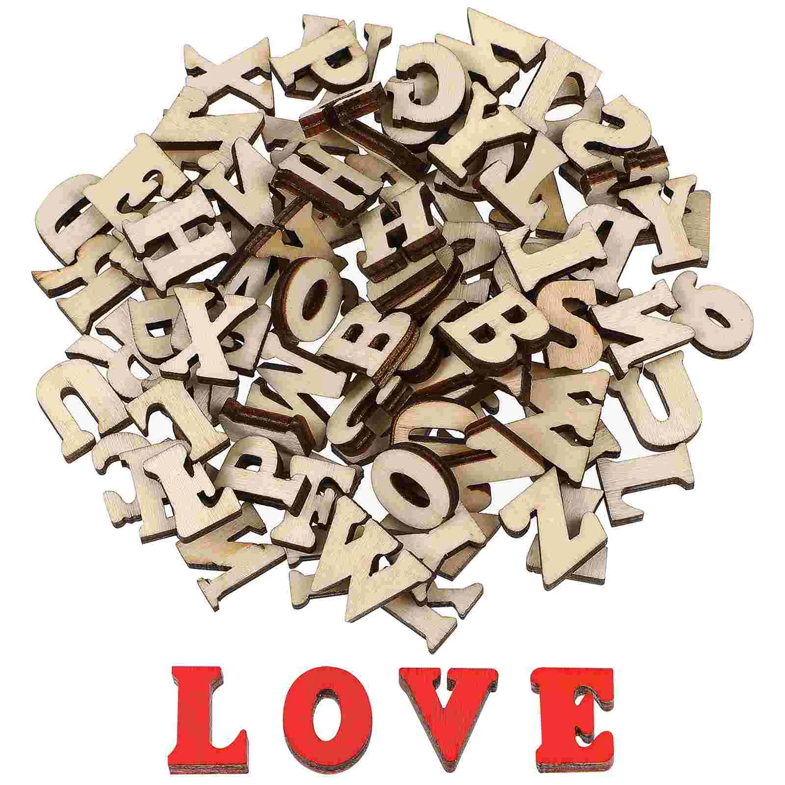 

200 Pcs Kids Toys Craft Wood Cutout Small Wooden Letters Color Unfinished Crafts Slice Slices Child