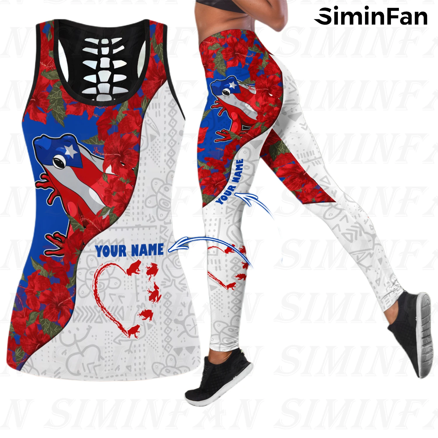 

Puerto Rico Frog Flower 3D Print Women's Tank Tops Pant Suits Combo Outfit Legging Summer Vest Tees Female Two Piece Yoga Set 01